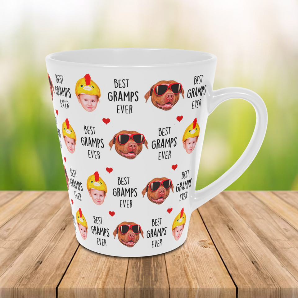 Best Grandpa Ever Latte Mug – Custom Baby Face Photo Coffee Cup – Father's Day Gift for Grandpa