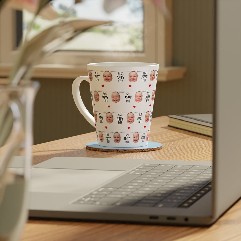 Best Grandpa Ever Latte Mug – Custom Baby Face Photo Coffee Cup – Father's Day Gift for Grandpa