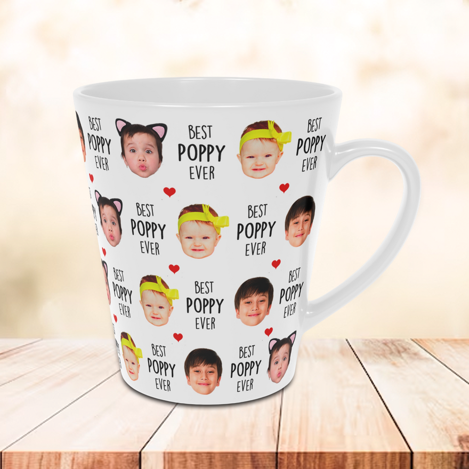 Best Grandpa Ever Latte Mug – Custom Baby Face Photo Coffee Cup – Father's Day Gift for Grandpa