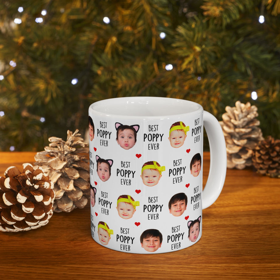 Best Grandpa Ever Mug – Custom Photo Mug with Baby Face – Father's Day Gift for Grandpa