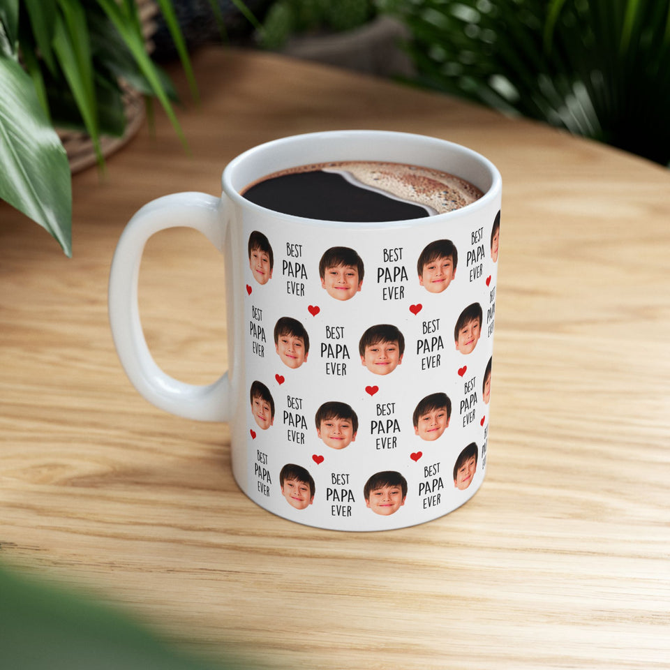 Best Grandpa Ever Mug – Custom Photo Mug with Baby Face – Father's Day Gift for Grandpa