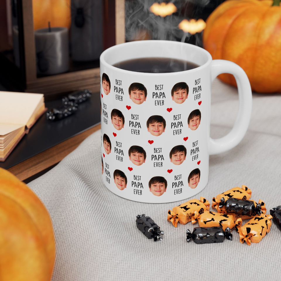 Best Grandpa Ever Mug – Custom Photo Mug with Baby Face – Father's Day Gift for Grandpa
