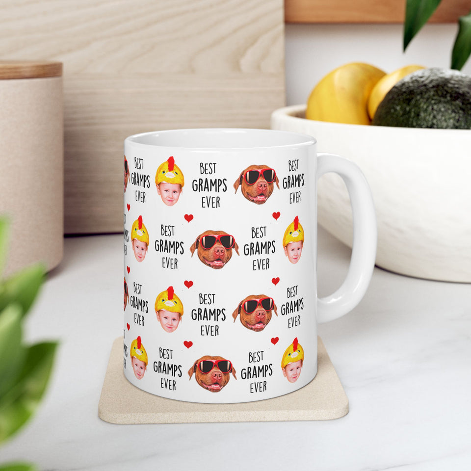 Best Grandpa Ever Mug – Custom Photo Mug with Baby Face – Father's Day Gift for Grandpa