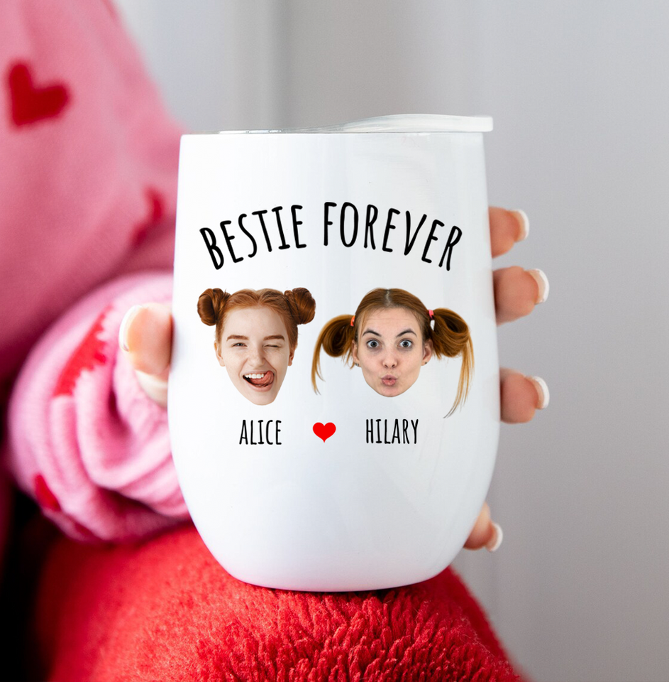 Bestie Forever Personalized Wine Tumbler for Best Friend or Sister – Thoughtful Friendship Tumbler for Birthday or Just Because