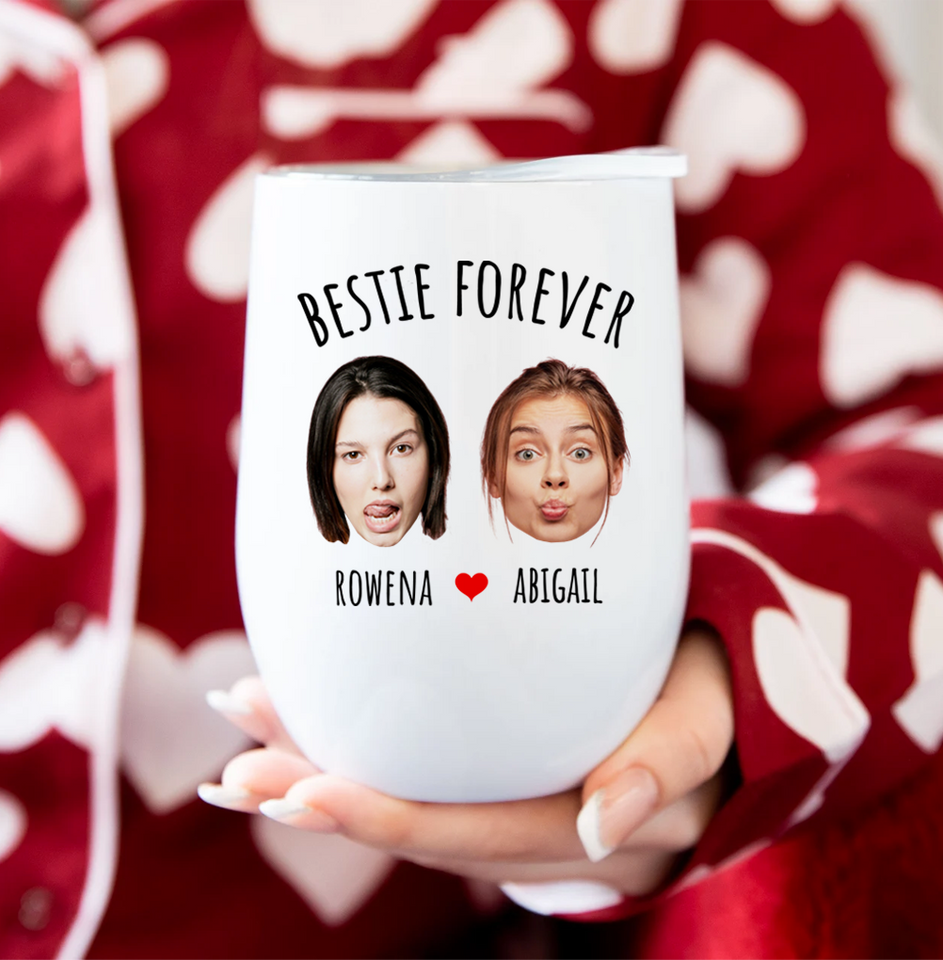 Bestie Forever Personalized Wine Tumbler for Best Friend or Sister – Thoughtful Friendship Tumbler for Birthday or Just Because