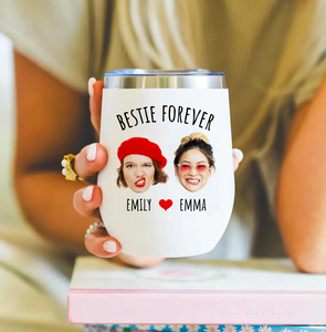Bestie Forever Personalized Wine Tumbler for Best Friend or Sister – Thoughtful Friendship Tumbler for Birthday or Just Because
