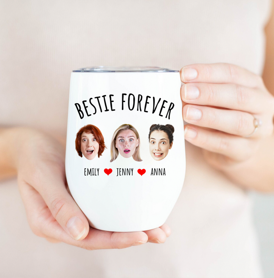 Bestie Forever Personalized Wine Tumbler for Best Friend or Sister – Thoughtful Friendship Tumbler for Birthday or Just Because