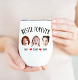 Bestie Forever Personalized Wine Tumbler for Best Friend or Sister – Thoughtful Friendship Tumbler for Birthday or Just Because