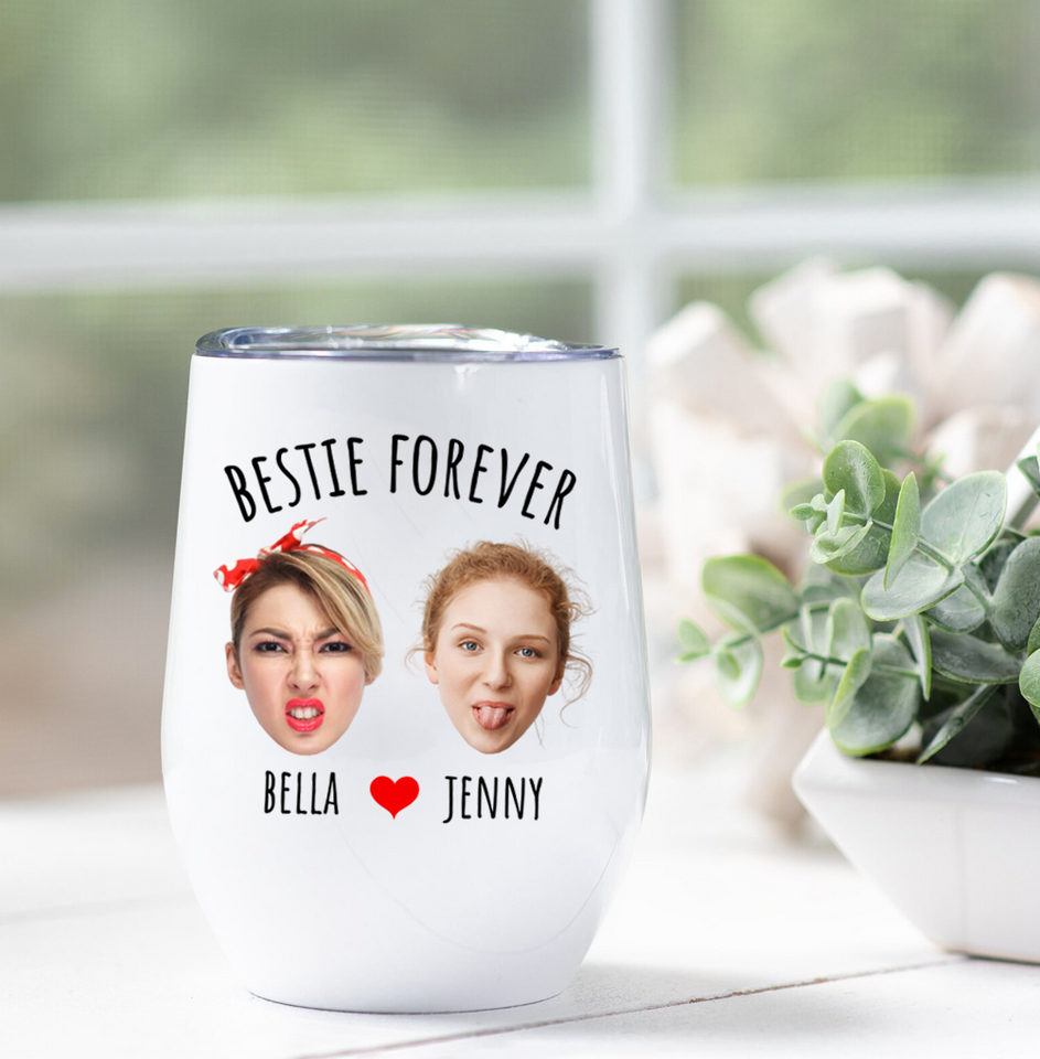 Bestie Forever Personalized Wine Tumbler for Best Friend or Sister – Thoughtful Friendship Tumbler for Birthday or Just Because