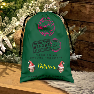 North Pole Express Santa Delivery Sack, Personalized Christmas Sack, Custom Face Christmas Gift