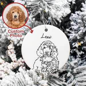 Personalized Pet Outline Effect Ornament, Gifts For Pet Lovers, Pet Christmas Ornament
