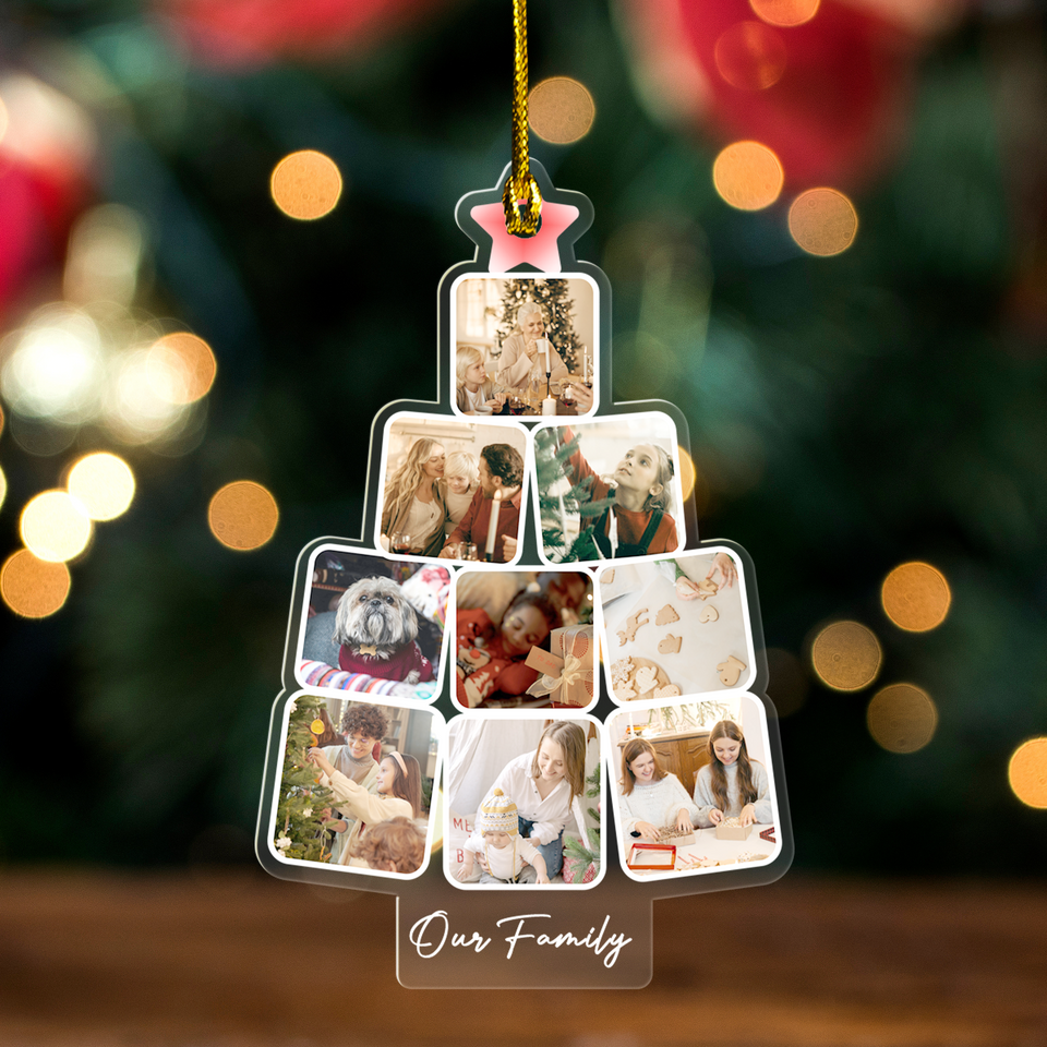 Personalized Family Photo Christmas Tree Ornament, Family Ornaments Acrylic Ornament