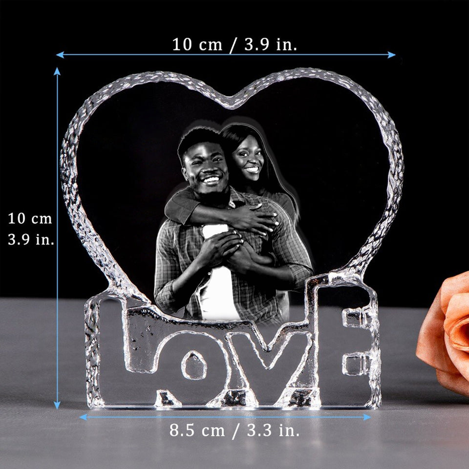 Create a Valentine Gifts for Him, Her & Couple with Your Photo on Love Heart Crystal Keepsake