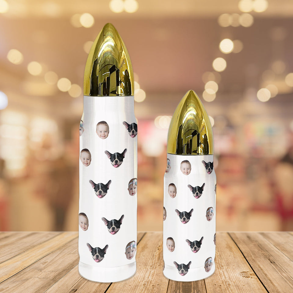 Custom Baby Face Funny Bullet Tumbler, Gift for Grandpa Dad