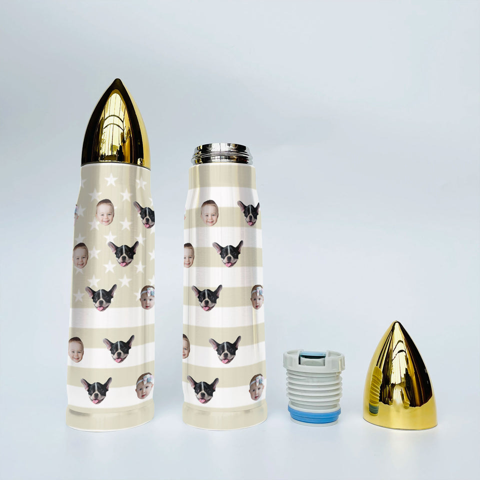 Custom Baby Face Funny Bullet Tumbler, Gift for Grandpa Dad