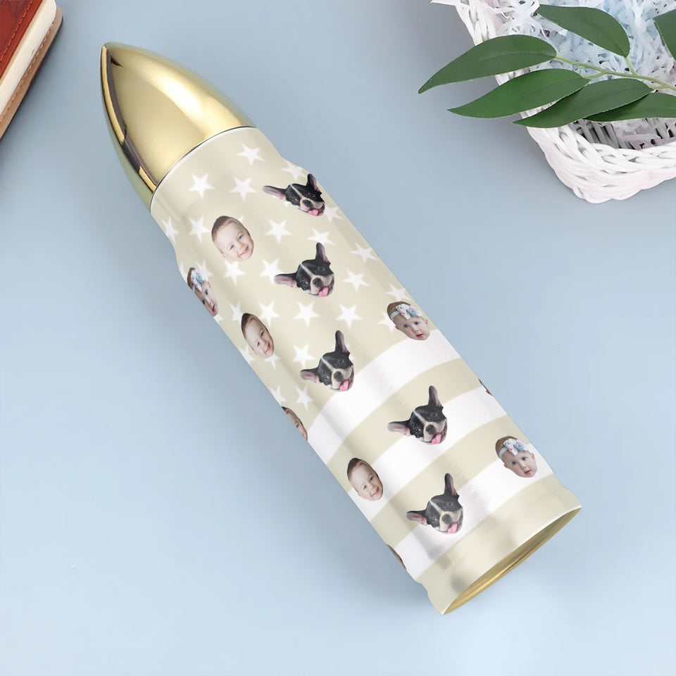 Custom Baby Face Funny Bullet Tumbler, Gift for Grandpa Dad