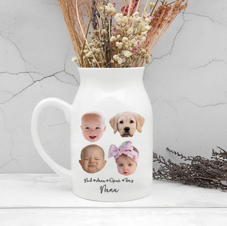 Custom Ceramic Flower Vase with Baby Face Photo on It, Funny Gift for Mom, Grandma