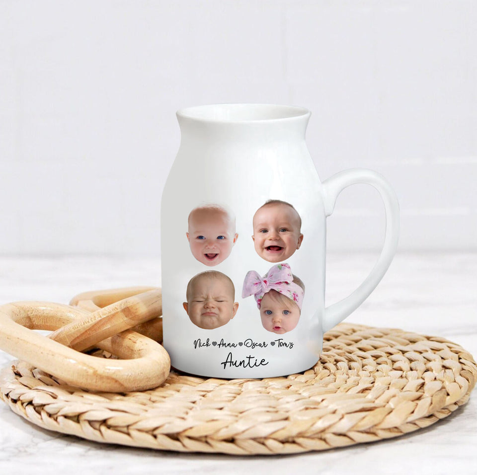 Custom Ceramic Flower Vase with Baby Face Photo on It, Funny Gift for Mom, Grandma