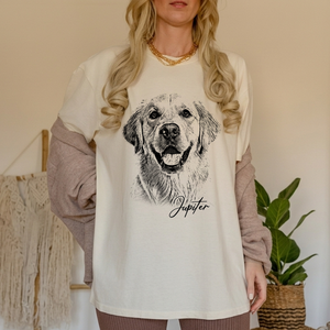 Custom Pet Photo T-Shirt, Personalized Dog & Cat Portrait Shirt, Dog Mom Gift, Pet Memorial Gift
