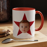 Custom Face Photo Accent Mug, Funny Gift for Dad, Mom, Grandpa, Grandma