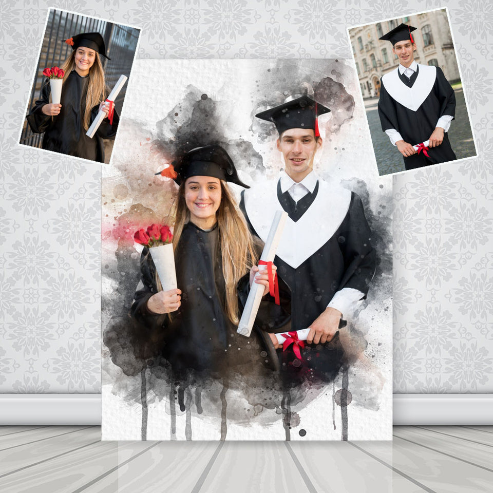 Custom Graduation Gift Graduation Photo Portrait Watercolor Any Your Photo Portrait