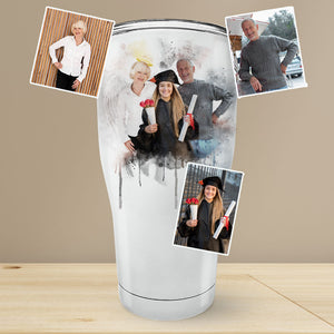 Custom Graduation Gift Graduation Photo Watercolor Any Your Photo on Curved Tumbler