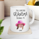Custom Grandma Gift, Custom Baby Face Mug, This Amazing Grandma Belongs To Mug