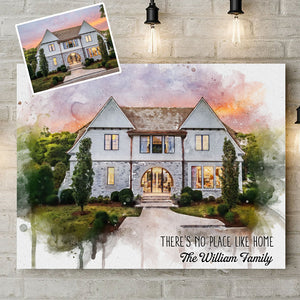 Custom House Portrait On Canvas, Housewarming Gift, New Home Gift, Watercolor House Painting, Watercolor Any Photo on Canvas