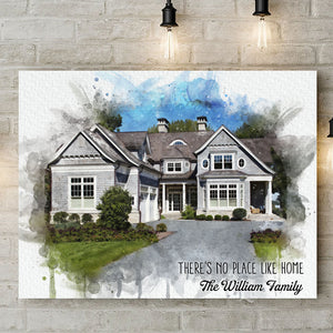 Custom House Portrait On Canvas, Housewarming Gift, New Home Gift, Watercolor House Painting, Watercolor Any Photo on Canvas