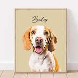 Custom Pet Portraits Using Pet Photo, Personalized Dog Cat Portraits, Pet Art Poster