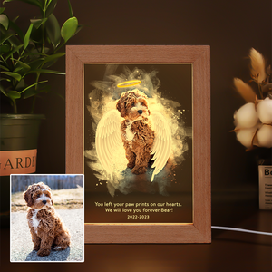 Watercolor Memorial Pet Photo Frame Lamp, Gifts for Pets, Cat Dog Loss Gift, Custom Pet Photo