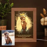 Watercolor Memorial Pet Photo Frame Lamp, Gifts for Pets, Cat Dog Loss Gift, Custom Pet Photo