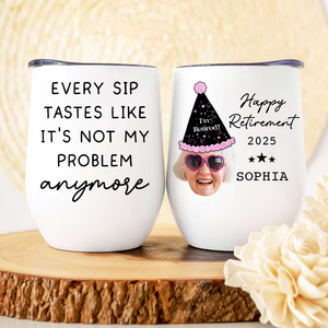 Custom Retirement Wine Tumbler, Personalized Gift for Boss or Coworker, Officially Retired Tumbler for Her