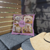 Custom Throw Pillow With Photo Collage Of Your Pet and Name, Dog Collage Photo Pillow, Dog Owners Gifts