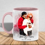 Custom Valentine Photo Accent Mug – Couple Portrait Photo Accent Mug – Perfect Valentine Gift for Couples