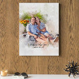 Custom Watercolor Family Painting Portrait, Painting from Photo on Canvas