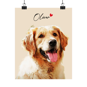 Custom Watercolor Pet Portrait Poster – Personalized Dog or Cat Photo Print – Gift for Dog Moms, Dads, or Pet Loss Memorial