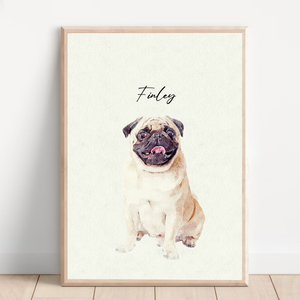 Custom Watercolor Portraits Using Pet Photo – Personalized Dog & Cat Painting Portraits – Pet Memorial Art