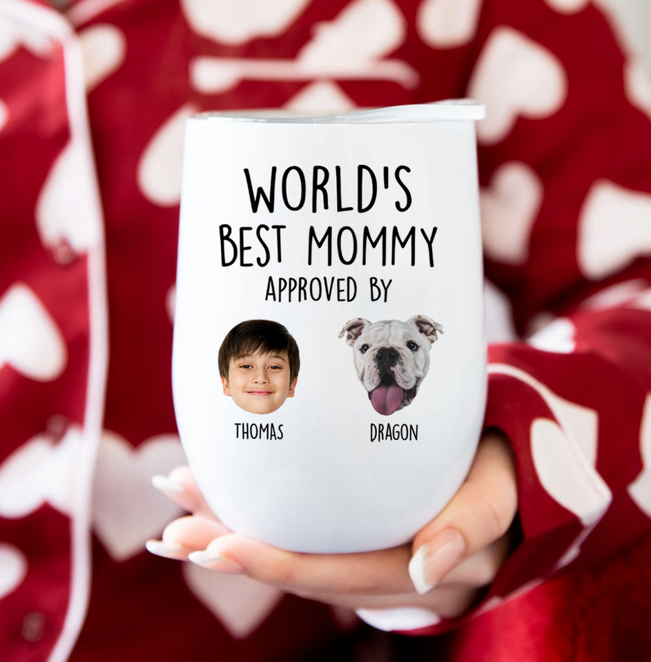Custom World's Best Mom Wine Tumbler with Child's Photo – Baby Face Wine Tumbler for Mom – Personalized Gift for Mom