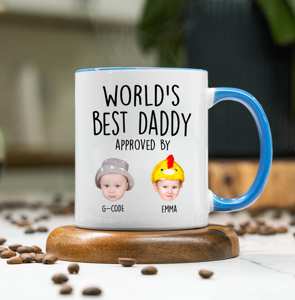Custom Baby Face Accent Mug for Dad – World's Best Dad Accent Mug with Child’s Photo, Gift for Father