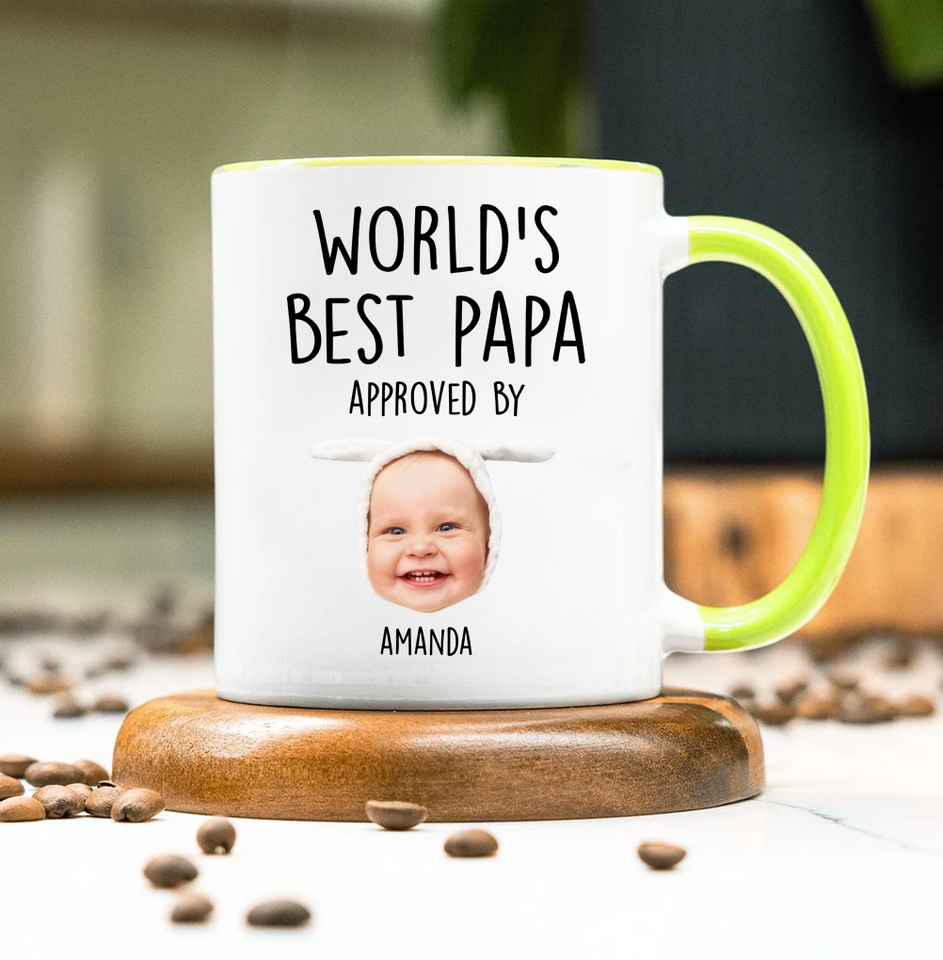 Custom Baby Face Accent Mug for Dad – World's Best Dad Accent Mug with Child’s Photo, Gift for Father