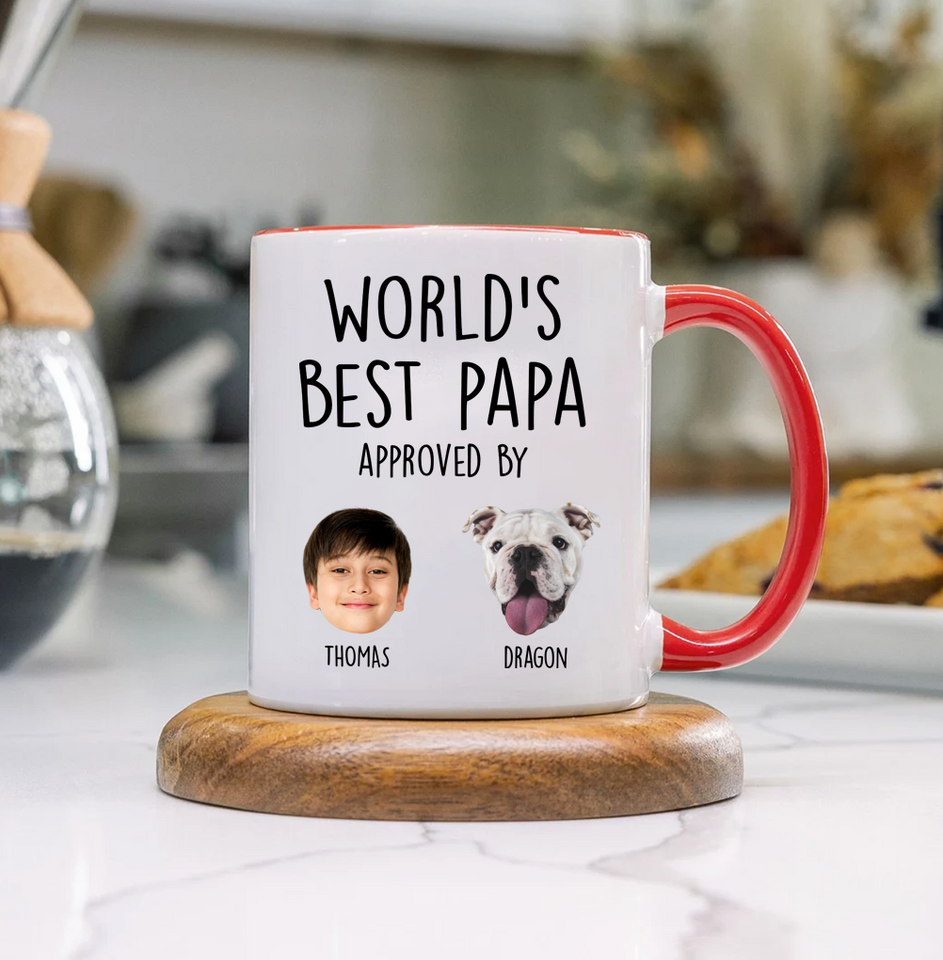 Custom Baby Face Accent Mug for Dad – World's Best Dad Accent Mug with Child’s Photo, Gift for Father
