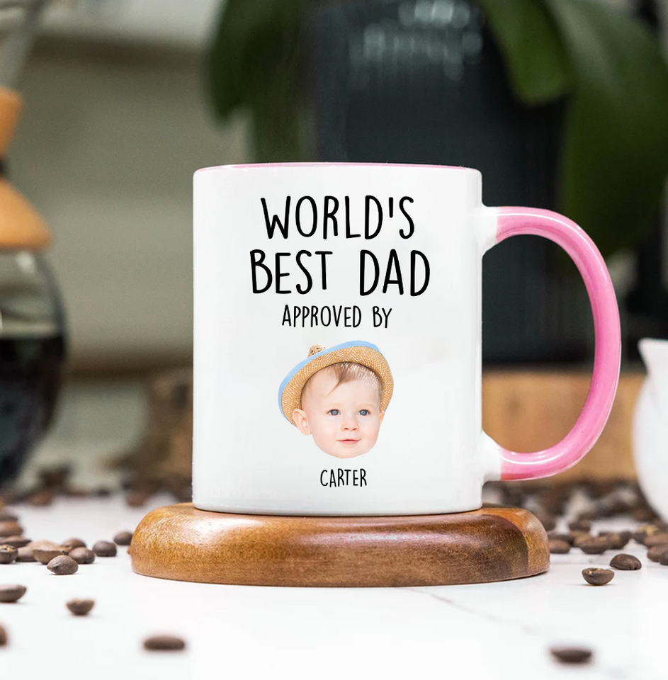 Custom Baby Face Accent Mug for Dad – World's Best Dad Accent Mug with Child’s Photo, Gift for Father