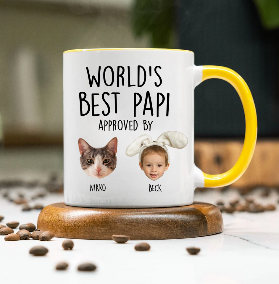 Custom Baby Face Accent Mug for Dad – World's Best Dad Accent Mug with Child’s Photo, Gift for Father