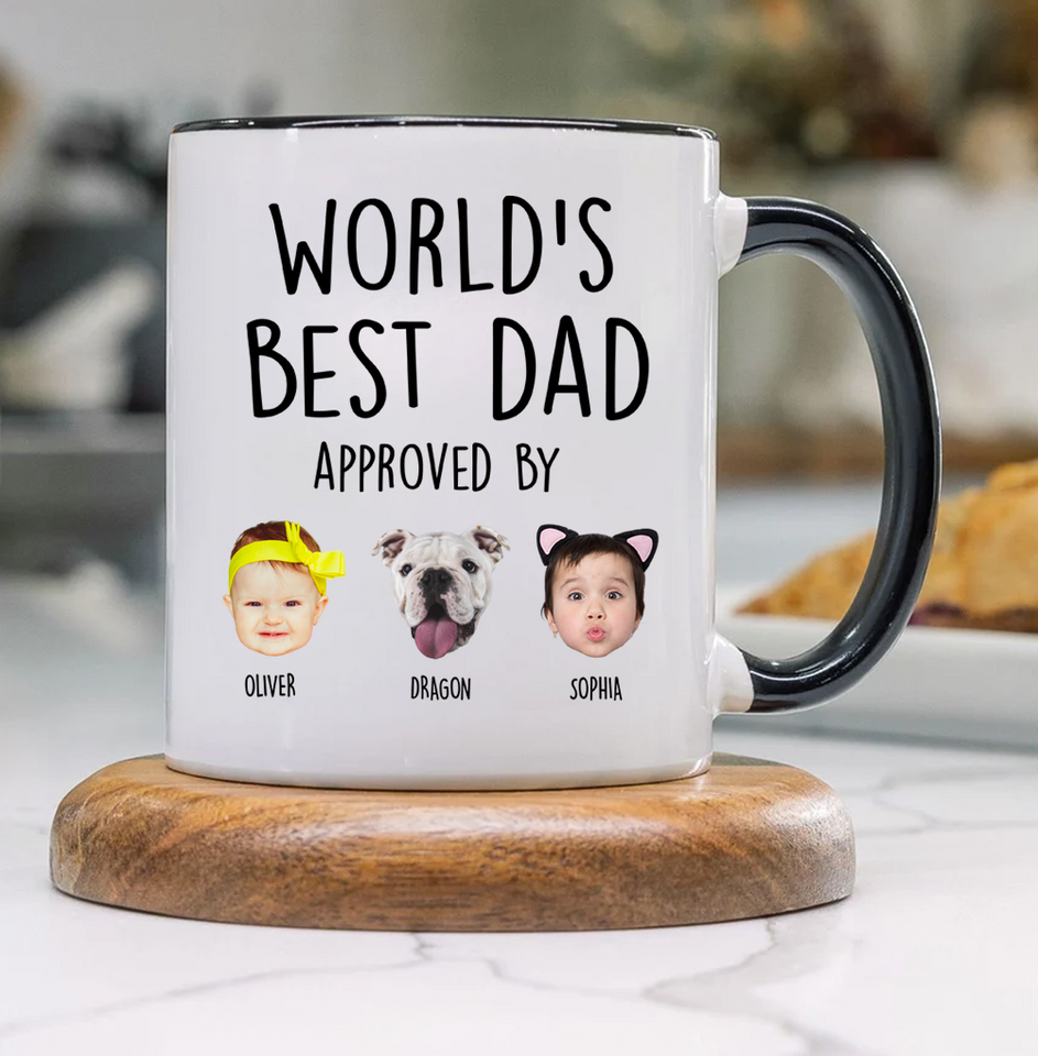 Custom Baby Face Accent Mug for Dad – World's Best Dad Accent Mug with Child’s Photo, Gift for Father