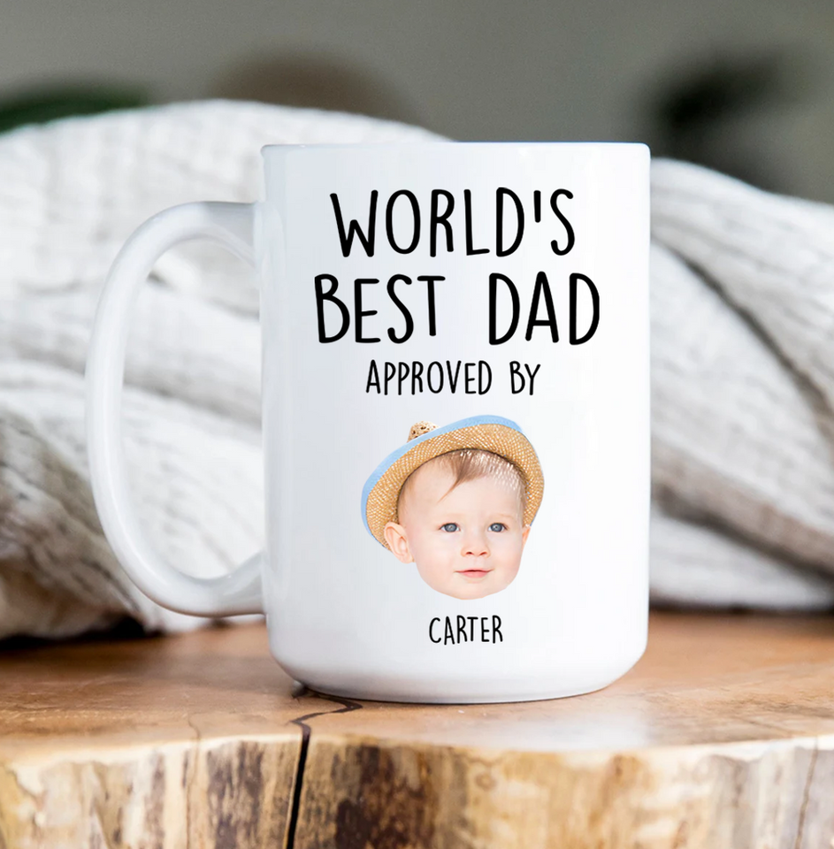 Custom Baby Face Mug for Dad – World's Best Dad Mug with Child’s Photo, Personalized Father’s Day Gift