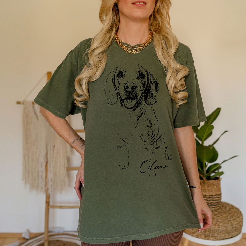 Custom Pet Photo T-Shirt, Personalized Dog & Cat Portrait Shirt, Dog Mom Gift, Pet Memorial Gift