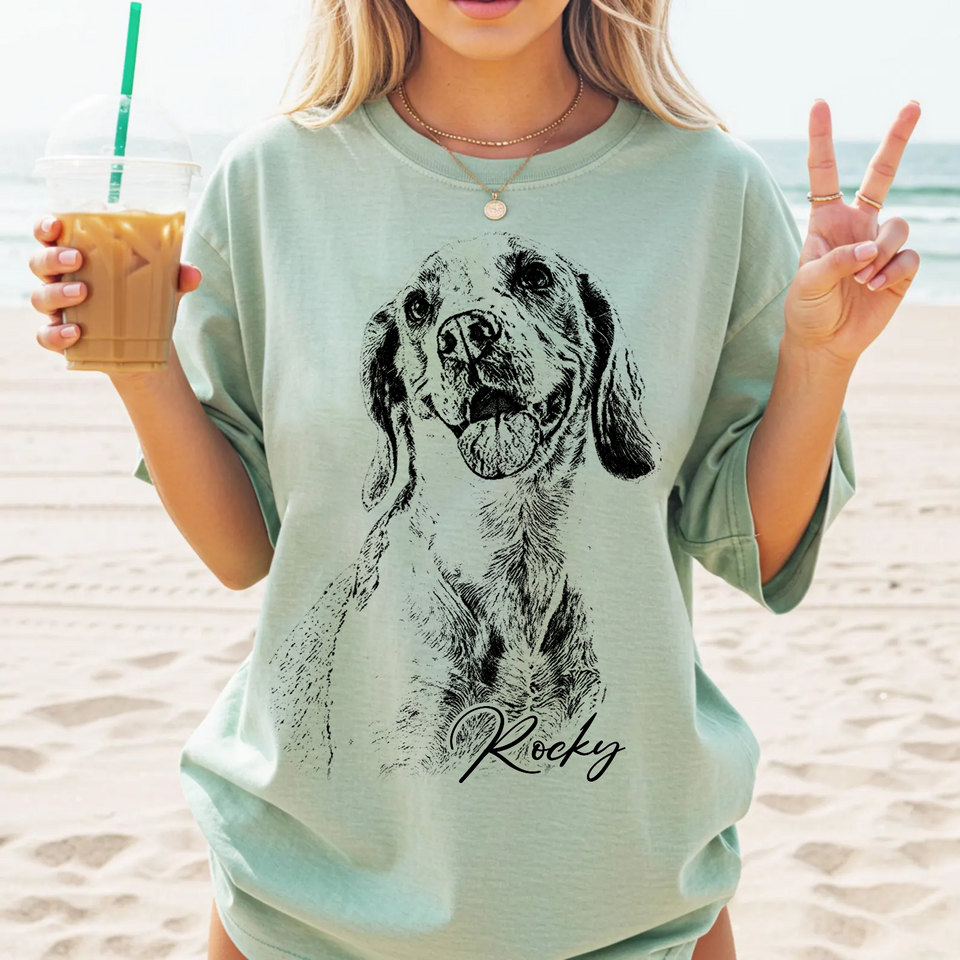 Custom Pet Photo T-Shirt, Personalized Dog & Cat Portrait Shirt, Dog Mom Gift, Pet Memorial Gift
