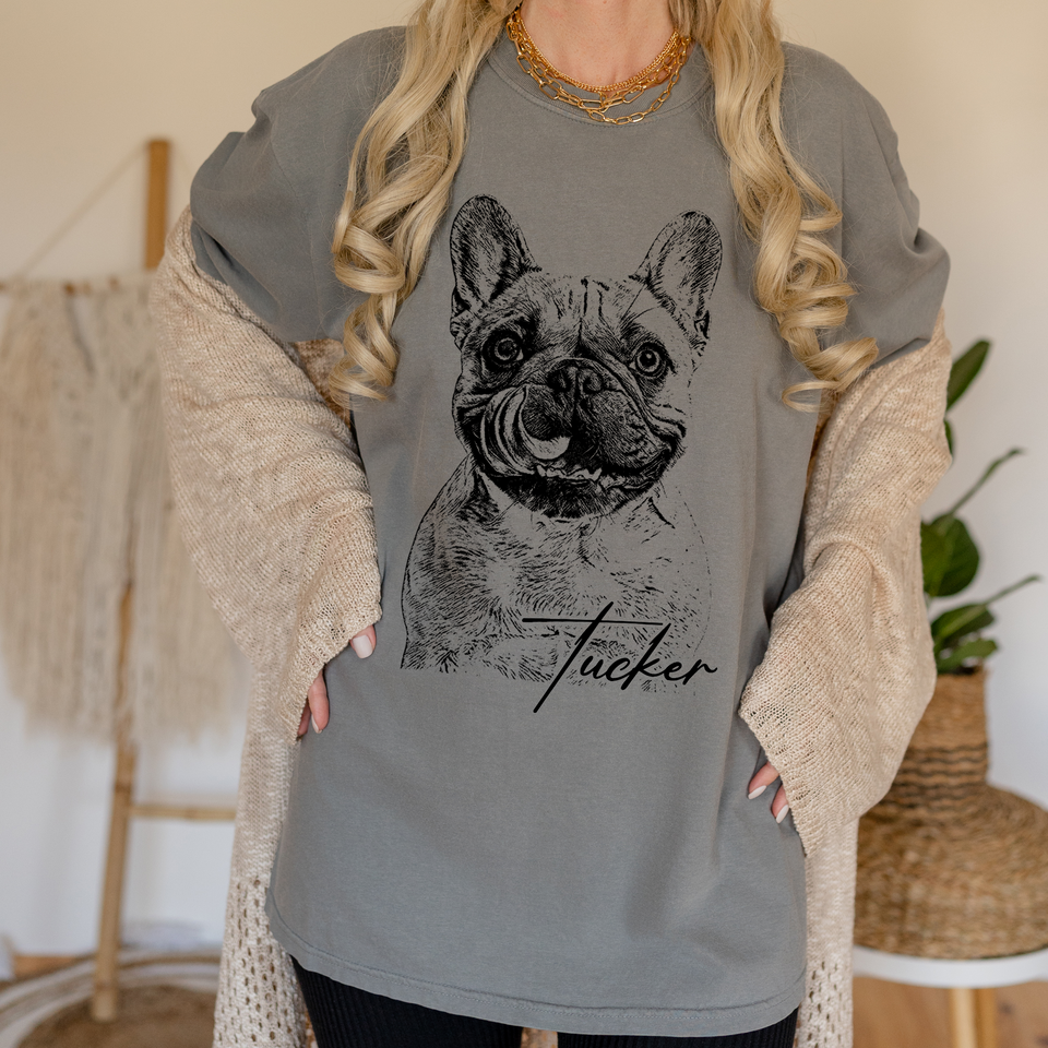 Custom Pet Photo T-Shirt, Personalized Dog & Cat Portrait Shirt, Dog Mom Gift, Pet Memorial Gift