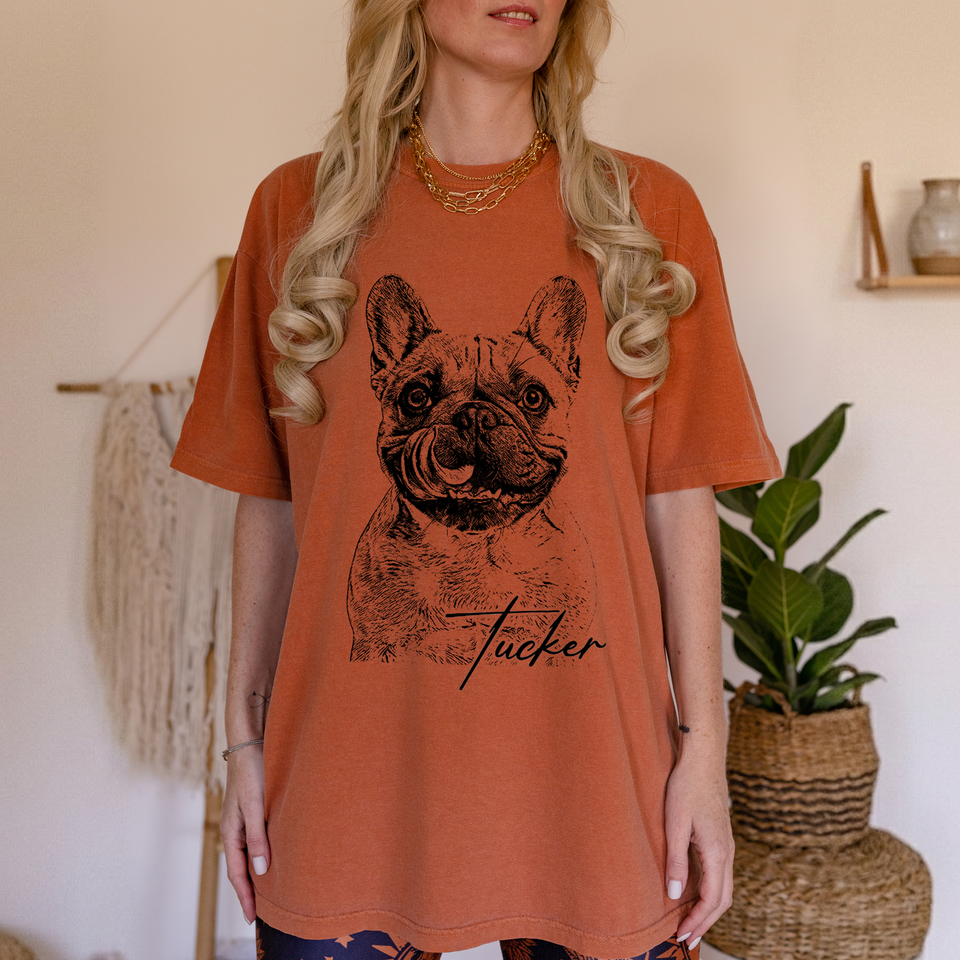 Custom Pet Photo T-Shirt, Personalized Dog & Cat Portrait Shirt, Dog Mom Gift, Pet Memorial Gift